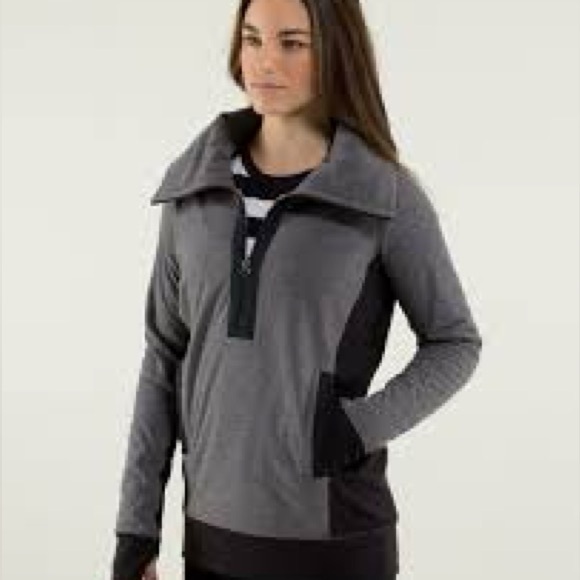 lululemon athletica Tops - Lululemon Post Chaturanga Pullover
Black / Ambient Grey / Black Size 4